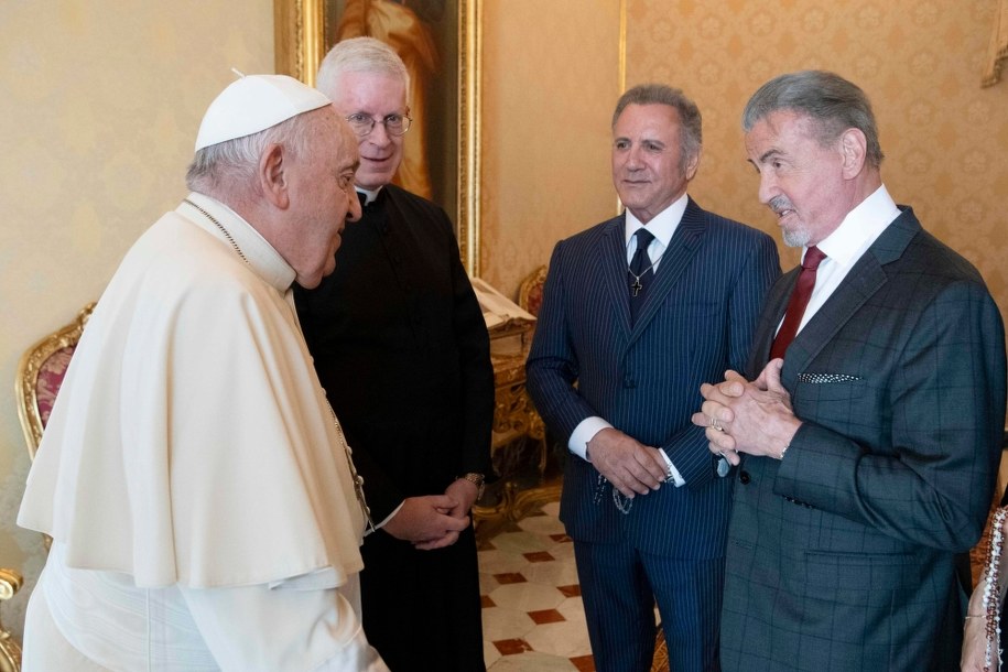 Papież Franciszek i Sylvester Stallone /VATICAN MEDIA HANDOUT /PAP/EPA