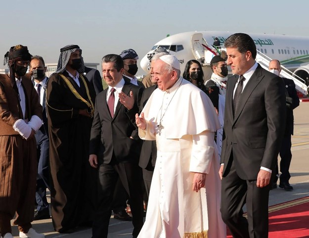 Papież Franciszek podczas wizyty w Iraku w marcu 2021 roku /Office of the President of Kurdi /PAP/Newscom