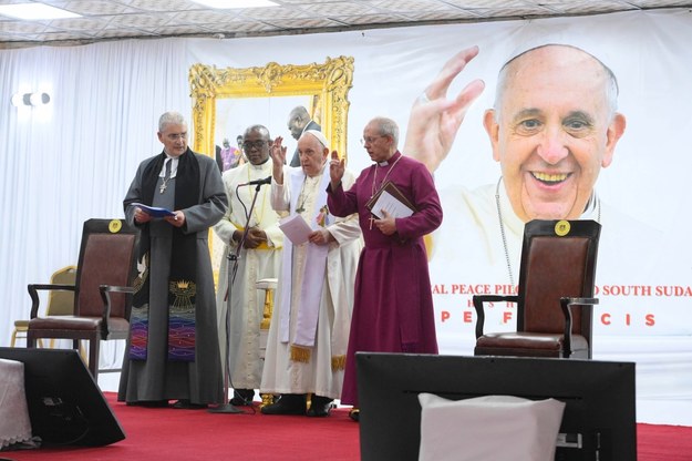 Papież Franciszek uczestniczy w modlitwie ekumenicznej w stolicy Sudanu Południowego /VATICAN MEDIA HANDOUT /PAP/EPA