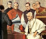 Papież Leon XII nagrywający na patefon papieskie błogosławieństwo "Urbi et orbi /Encyklopedia Internautica