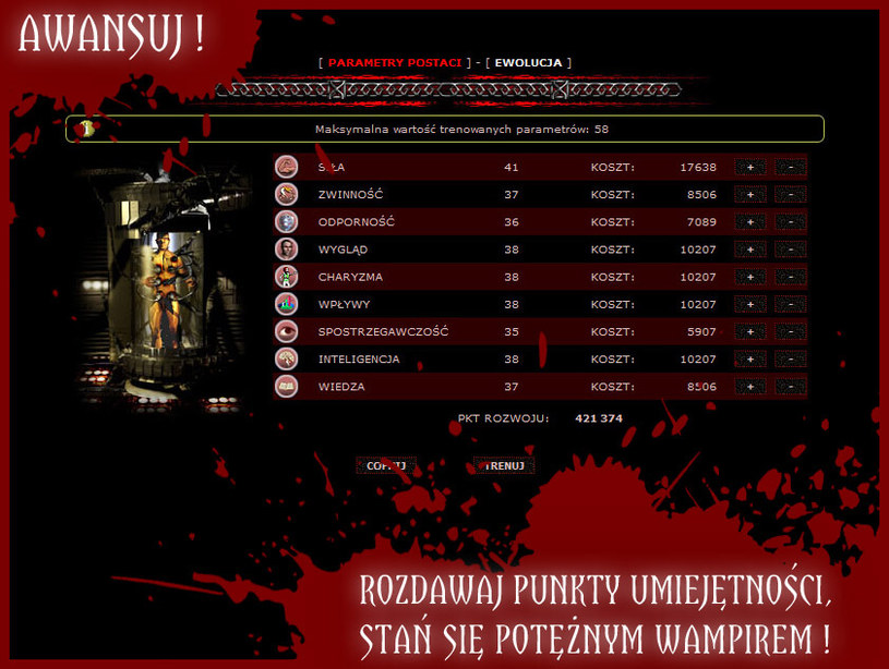 Parametry postaci gry online za darmo Bloodwars - Wojny Krwi /Click.pl