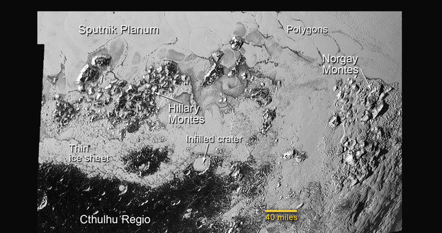 Pasma górskie Hillary'ego i Norgaya na Plutonie /NASA