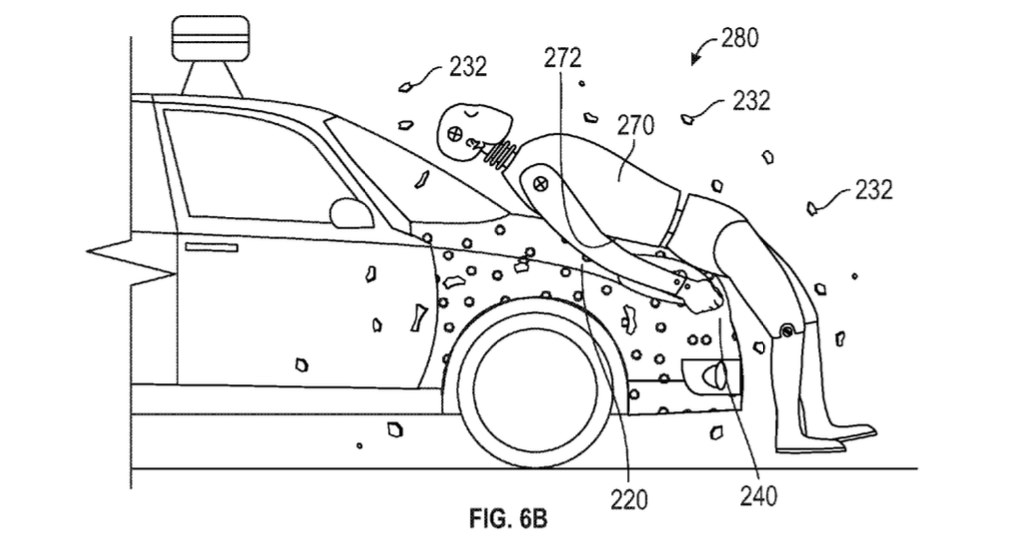 Patent Google - pieszy przyklejony do maski auta /Informacja prasowa