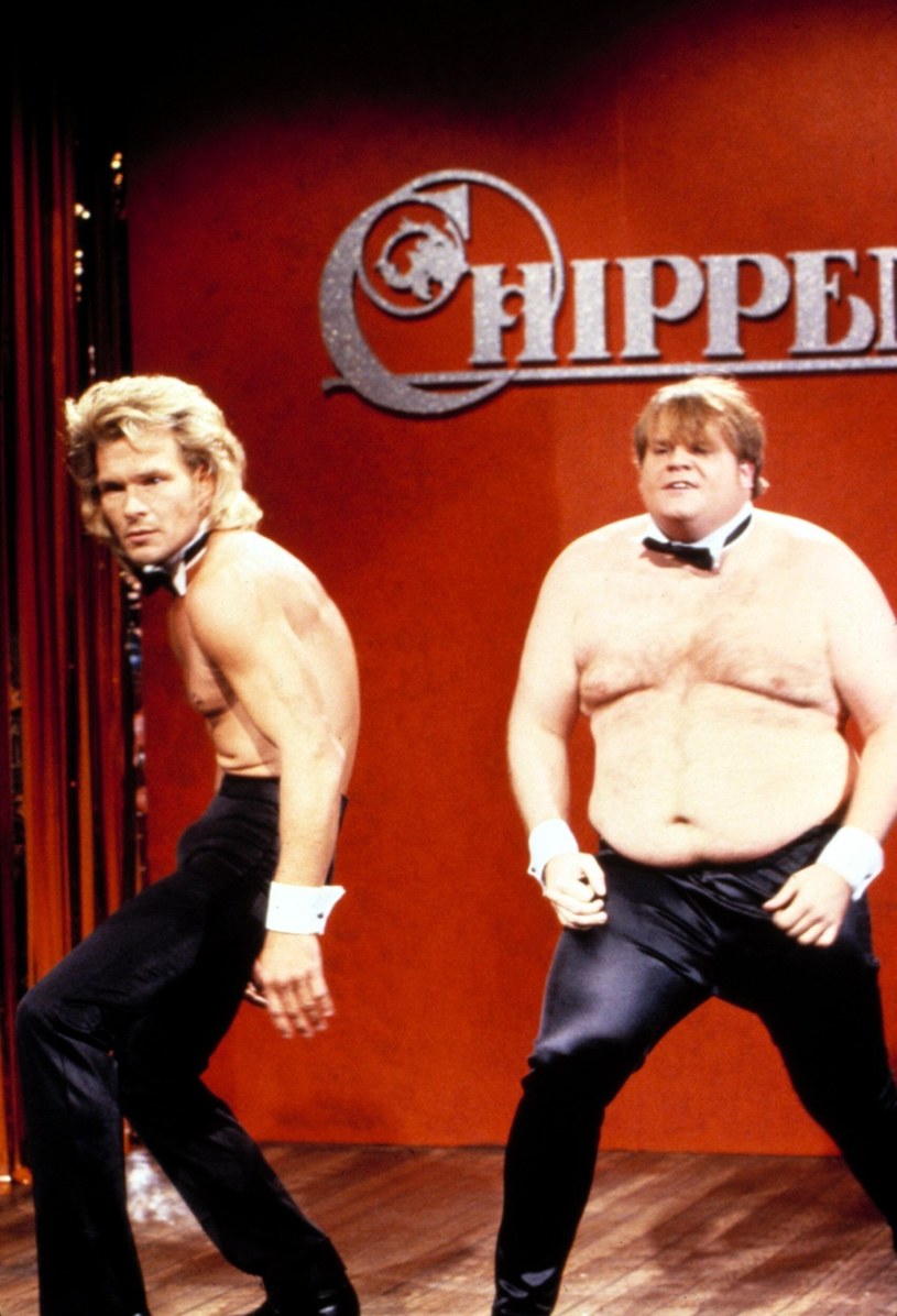 Patrick Swayze i Chris Farley w "Saturday Night Live" /Everett Collection /East News