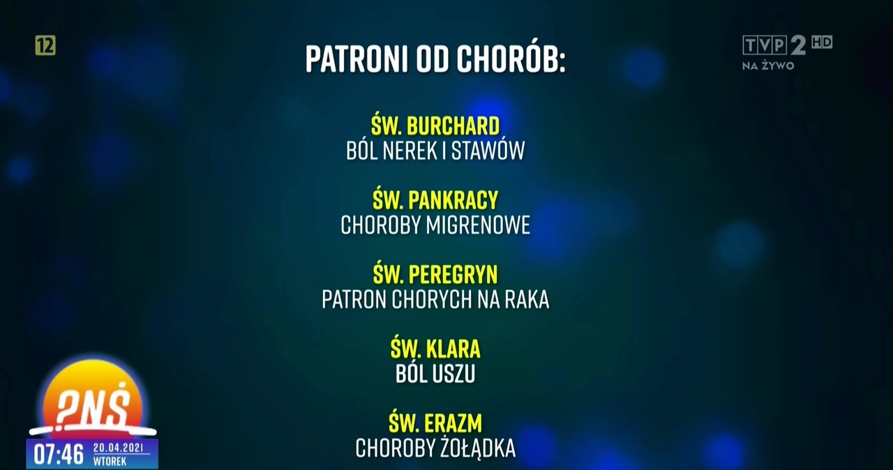 Patroni od chorób /materiał zewnętrzny