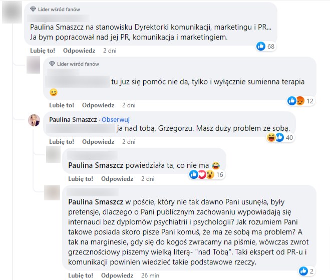 Paulina Smaszcz kłóci się z internautami /Facebook