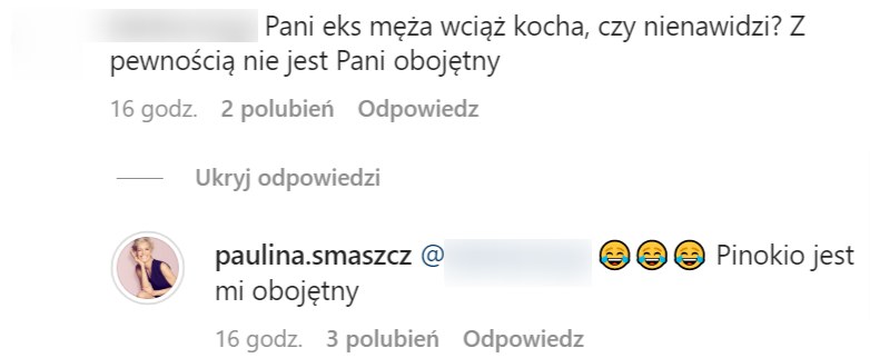 Paulina Smaszcz nazwała Kurzajewskiego "PINOKIO" /@paulina.smaszcz /Instagram