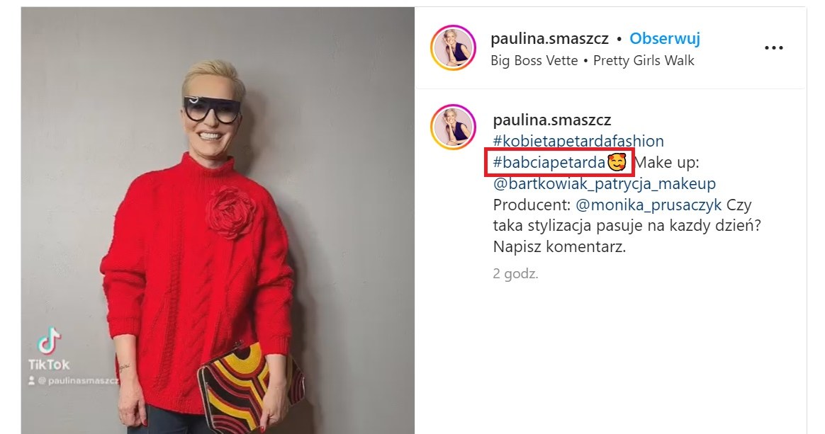 Paulina Smaszcz nazwała się "babcią Petardą" /Instagram