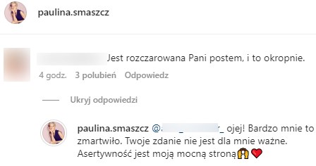 Paulina Smaszcz wyzywa internautów na Instagramie /@paulina.smaszcz /Instagram