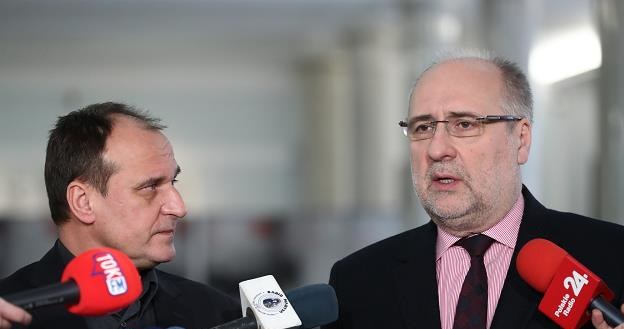 Pawł Kukiz (L) i Grzegorz Długi w Sejmie. Fot Andrzej Iwańczuk /Reporter