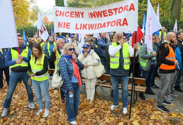 Październikowy protest związkowców z Huty Częstochowa w Warszawie /Wojciech Olkusnik/ /East News