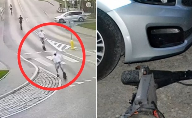 Pędzili na przerobionych hulajnogach przez rondo. Takiego finału nie przewidzieli [FILM]