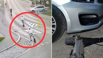 Pędzili na przerobionych hulajnogach przez rondo. Takiego finału nie przewidzieli [FILM]