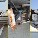 Pęknięcia nadwozia, cieknący olej. "Złom" na ekspresówce