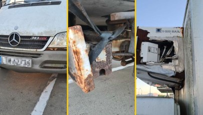 Pęknięcia nadwozia, cieknący olej. "Złom" na ekspresówce