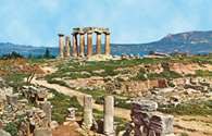 Peloponez, ruiny świątyni Apollona w Koryncie /Encyklopedia Internautica