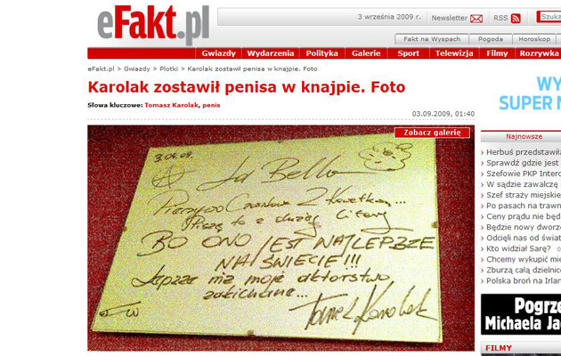 Penis Tomka Karolaka &nbsp; /efakt.pl