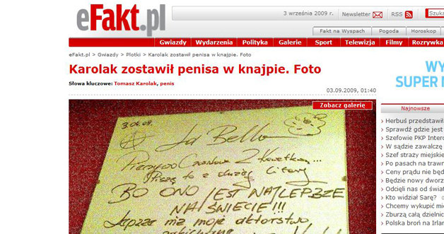 Penis Tomka Karolaka &nbsp; /efakt.pl