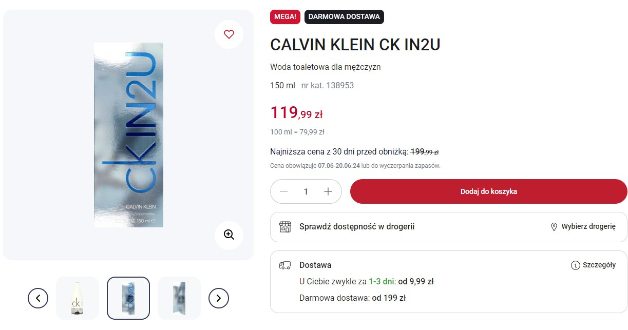 Perfumy Calvin Klein 80 zł taniej w Rossmannie! /Rossmann /INTERIA.PL