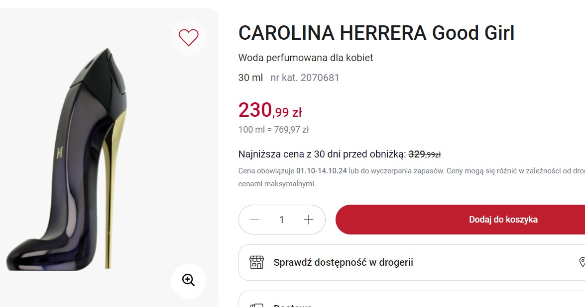 Perfumy Carolina Herra Good Girl na promocji w Rossmannie! /Rossmann /INTERIA.PL