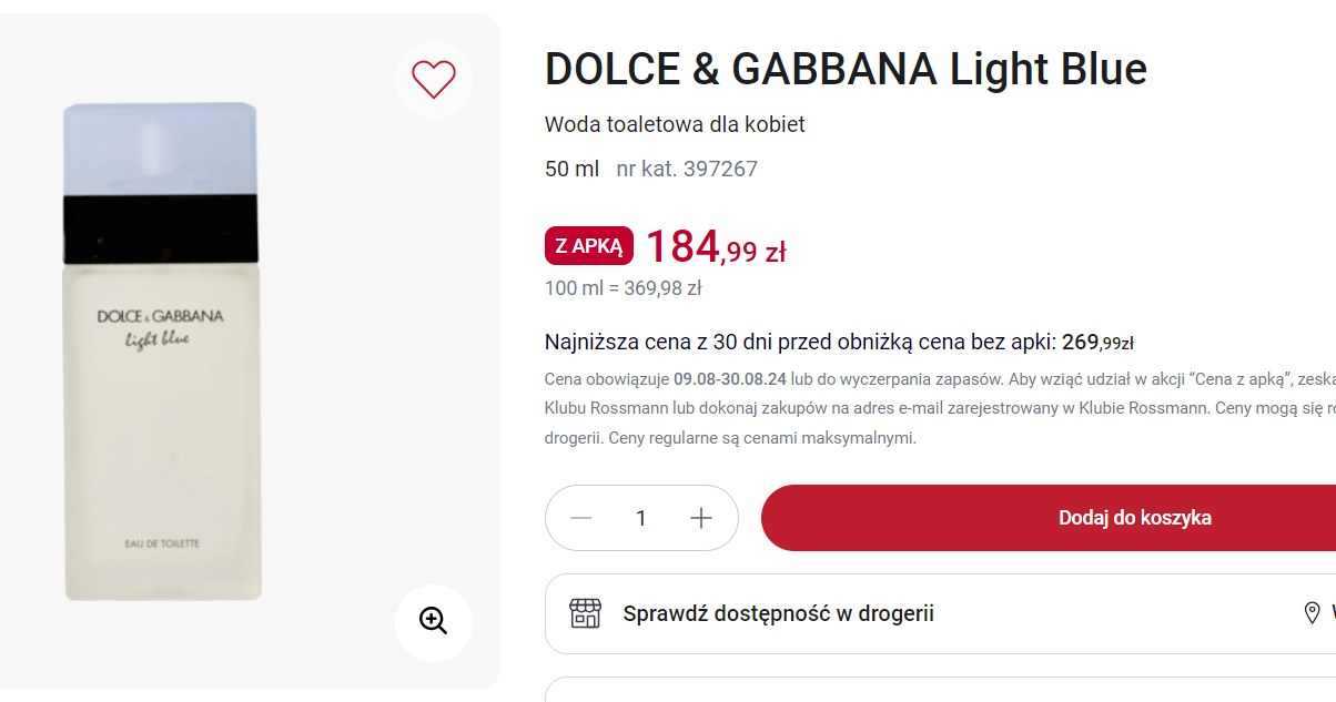 Perfumy Dolce & Gabbana Light Blue o 85 zł tańsze! /Rossmann /INTERIA.PL