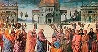 Perspektywa malarska, Pietro Perugino, Przekazanie kluczy św. Piotrowi, 1481 /Encyklopedia Internautica