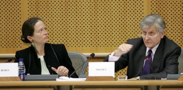 Pervenche Beres (L) i Jean-Claude Trichet (P), szef EBC /AFP