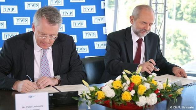 Peter Limbourg, prezes Deutsche Welle (L) i Juliusz Braun, prezes TVP (P) /Deutsche Welle