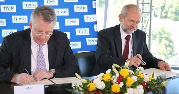 Peter Limbourg, prezes Deutsche Welle (L) i Juliusz Braun, prezes TVP (P) /Deutsche Welle
