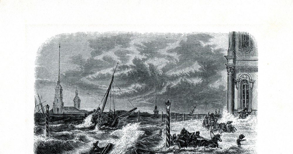 Petersburg w czasie powodzi w 1824 roku /Muzeum Literatury /East News