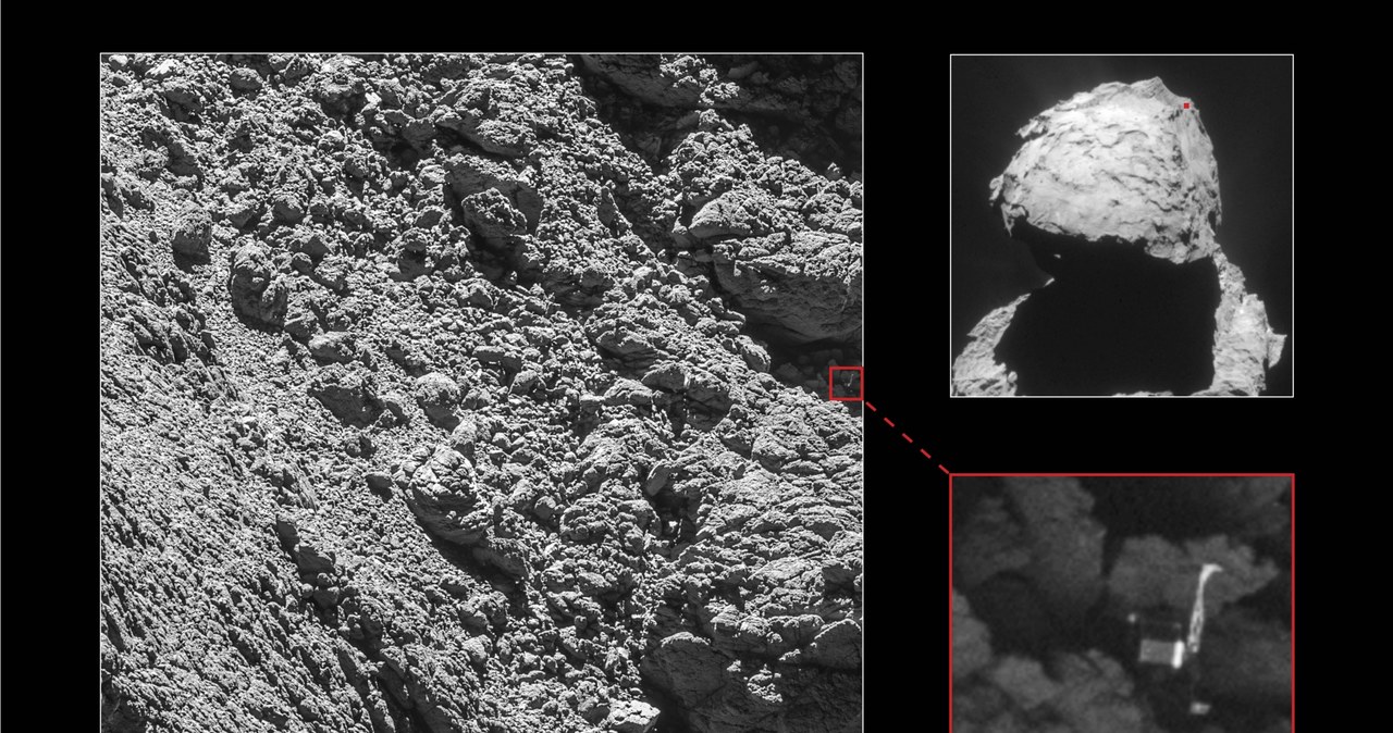 Philae na zdjęciach z kamery Osiris sondy Rosetta, 2 września 2016 /materiały prasowe