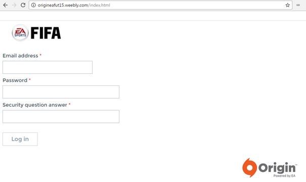 Phishingowa strona podszywająca się pod Origin /materiały prasowe