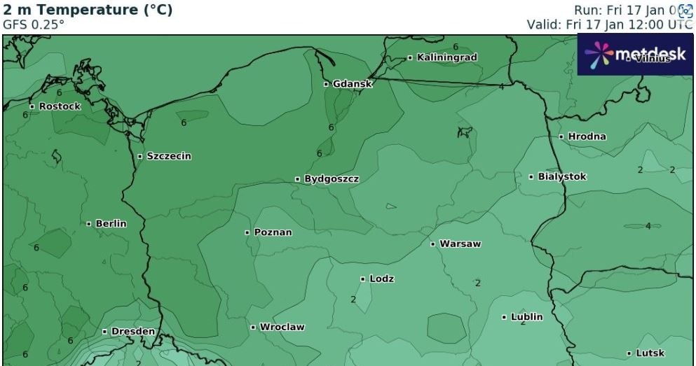 Piątek będzie ciepły, jak na tę porę roku. Miejscami będzie 5 stopni Celsjusza /wxcharts /