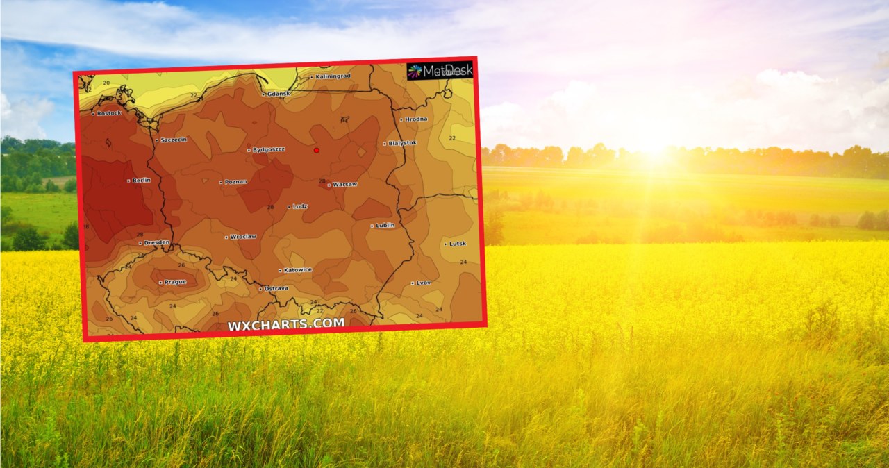 Piątek będzie kolejnym słonecznym i ciepłym dniem. Utrzymujący się wyż Parycja przynosi też bardzo wysokie temperatury, a nawet lokalnie upał /123rf/wxcharts /