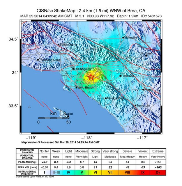 Piatkowe trzęsienie ziemi miało siłę 5,1 stopni w skali Richtera /USGS /PAP/EPA