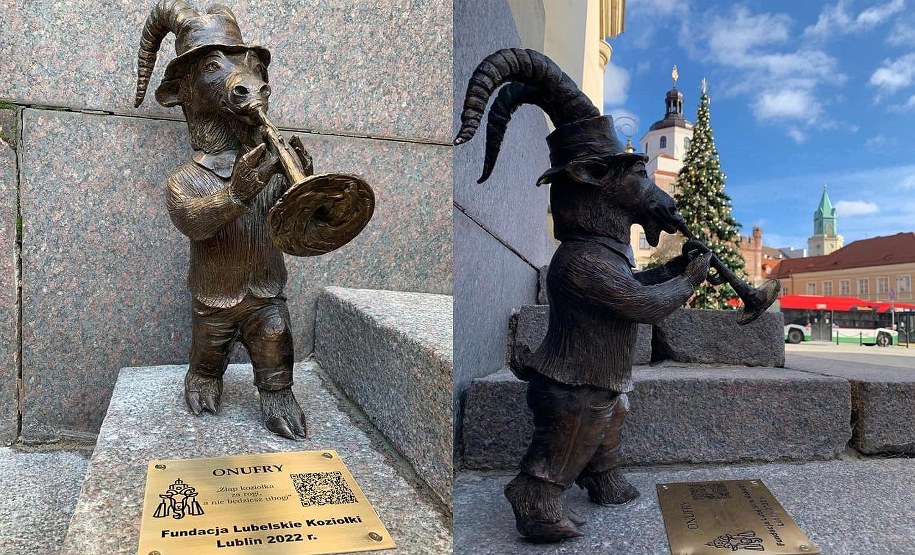 Pierwsza figurka koziołka stanęła rok temu na schodach Ratusza /Urząd Miasta Lublin /