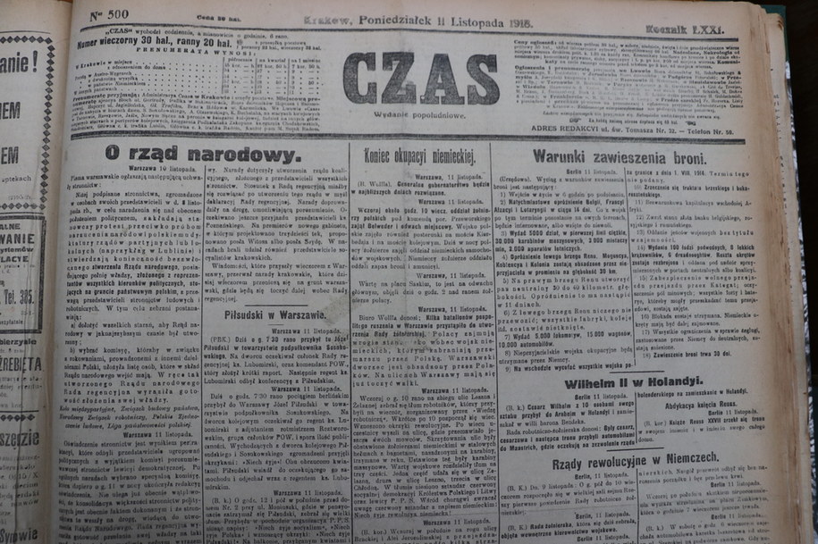 Pierwsza strona gazety "Czas" /Józef Polewka /RMF FM