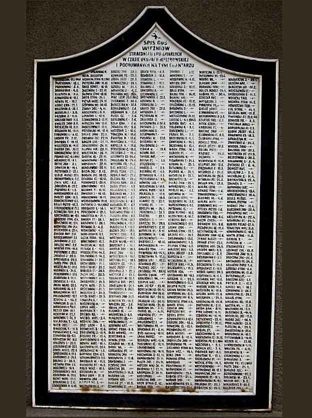 Pierwsza tablica (z arch. fot. J. Hamielca) z nazwiskami 605 więźniów zmarłych w rawickim więzieniu /Odkrywca
