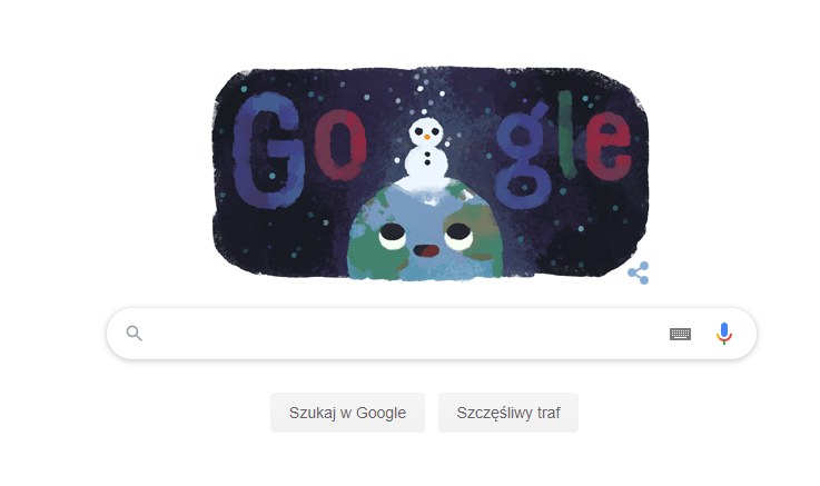 Pierwszy dzień zimy - to właśnie dziś! Przypomina o tym Google Doodle /zrzut ekranu /