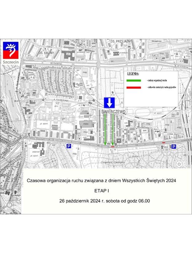 Pierwszy etap zmiany organizacji ruchu wprowadzony będzie od soboty. /Zarząd Dróg i Transportu Miejskiego w Szczecinie /