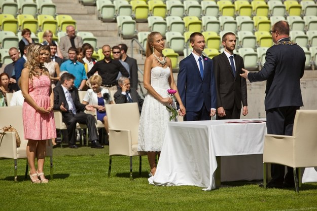 Pierwszy raz na stadionie PGE Arena w Gdańsku doszło do zawarcia małżeństwa /Dariusz Proniewicz /RMF FM