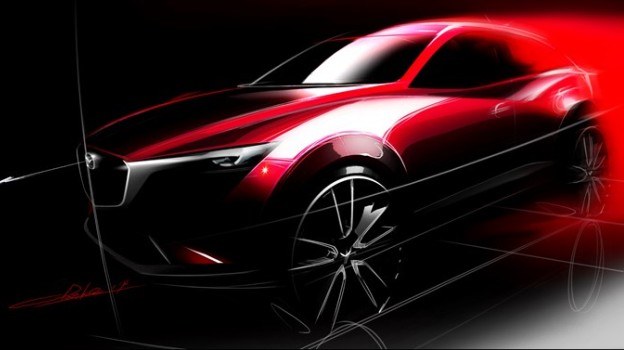Pierwszy szkic prototypu CX-3. Biorąc pod uwagę dotychczasową politykę Mazdy, można przypuszczać, iż jego design będzie bardzo zbliżony do wyglądu produkcyjnej wersji modelu. /Mazda