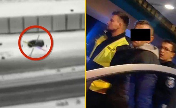 Pijany kierowca zatrzymany w Warszawie. Policyjny śmigłowiec w akcji