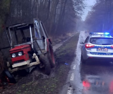 Pijany traktorzysta zasnął w kabinie