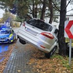 Pijany Ukrainiec zatrzymał się na drzewie. Tłumaczył, że "rano wypił jedno piwo"