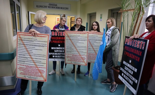 Pikieta pielęgniarek w szpitalu w Olsztynie. Według dyrekcji protest jest nielegalny