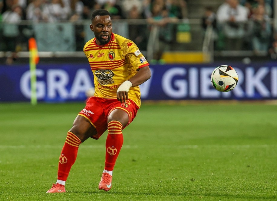 Piłkarz Jagielloni Białystok Afimico Pululu /Beata Zawadzka /East News