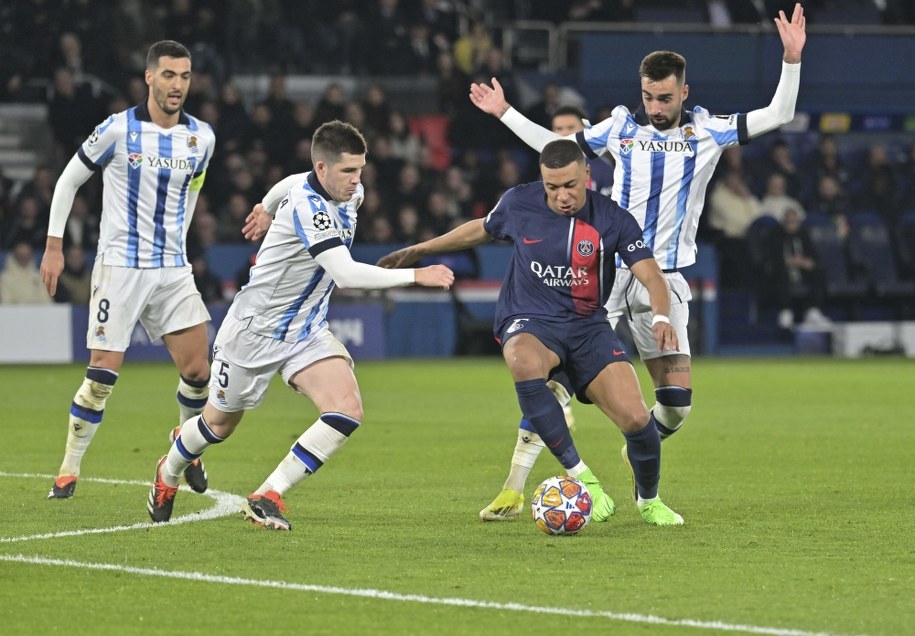 Piłkarz PSG Kylian Mbappe podczas pierwszego meczu z Realem Sociedad /MAOCTOU / Panoramic /PAP/PANORAMIC