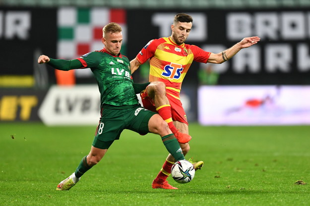 Silesian Wroclaw footballer Mateusz Brasilek and Martin Pospisil from Jagiellonia Bialystok / Maciej Kolczynski / Papp