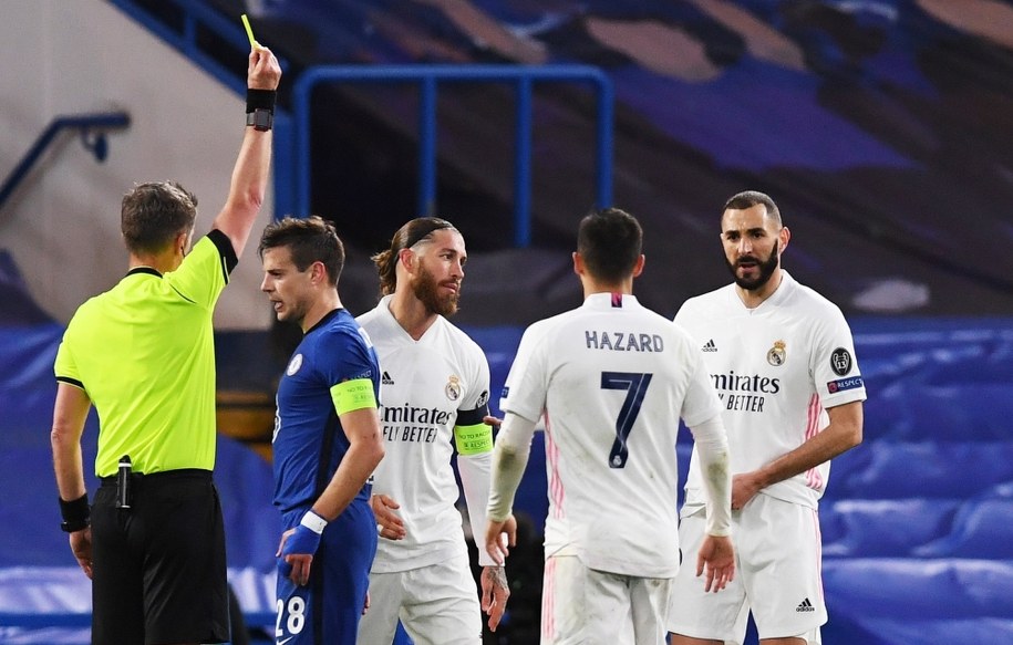 Piłkarze Realu Madryt podczas meczu półfinałowego Ligi Mistrzów / 	NEIL HALL /PAP/EPA